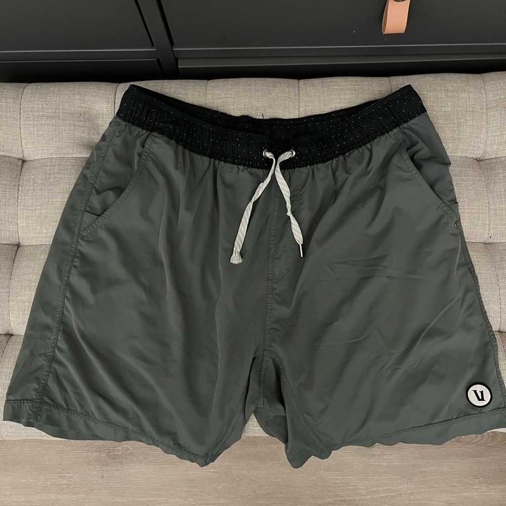 Vuori Men's Athletic Shorts in Dark Green and Black